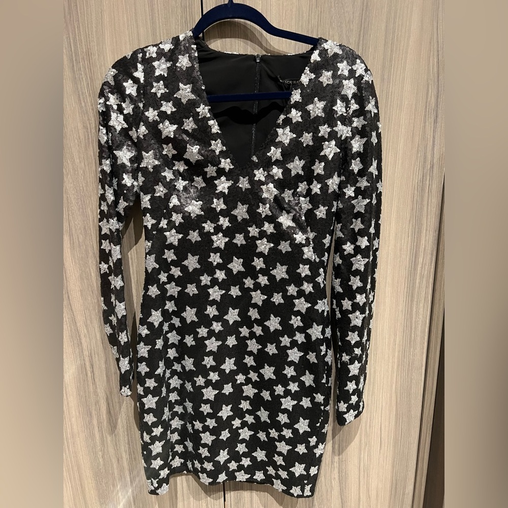 Black halo sequin cocktail dress